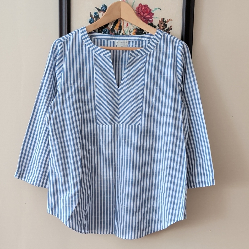 Van Heusen Blue & White Striped Women's Popover Shirt